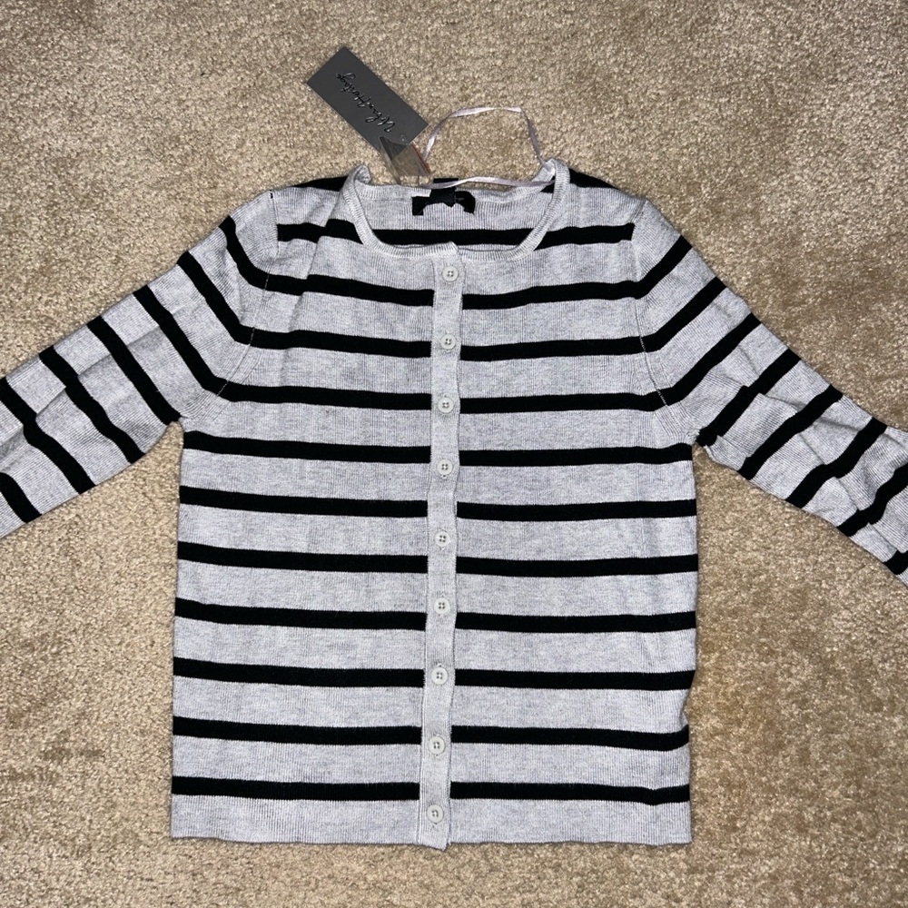 Long sleeve striped cardigan sweater